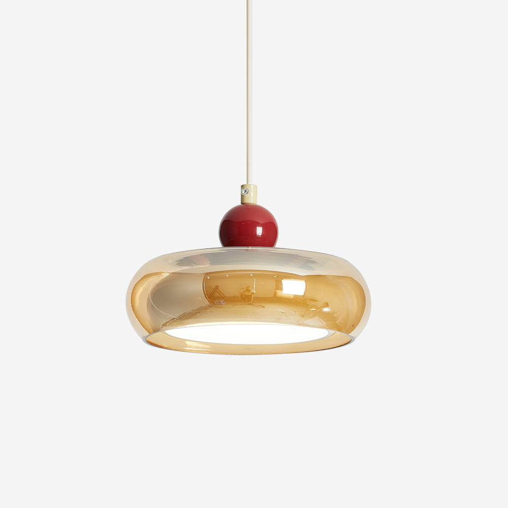 Suspension en verre rouge ambre avec double température de couleur