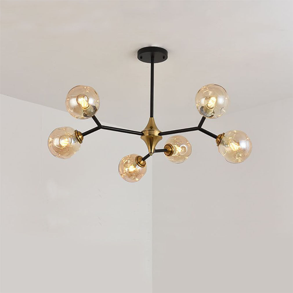 Amber Glass Bubble Pendant Light With Elegant Art Deco Flair