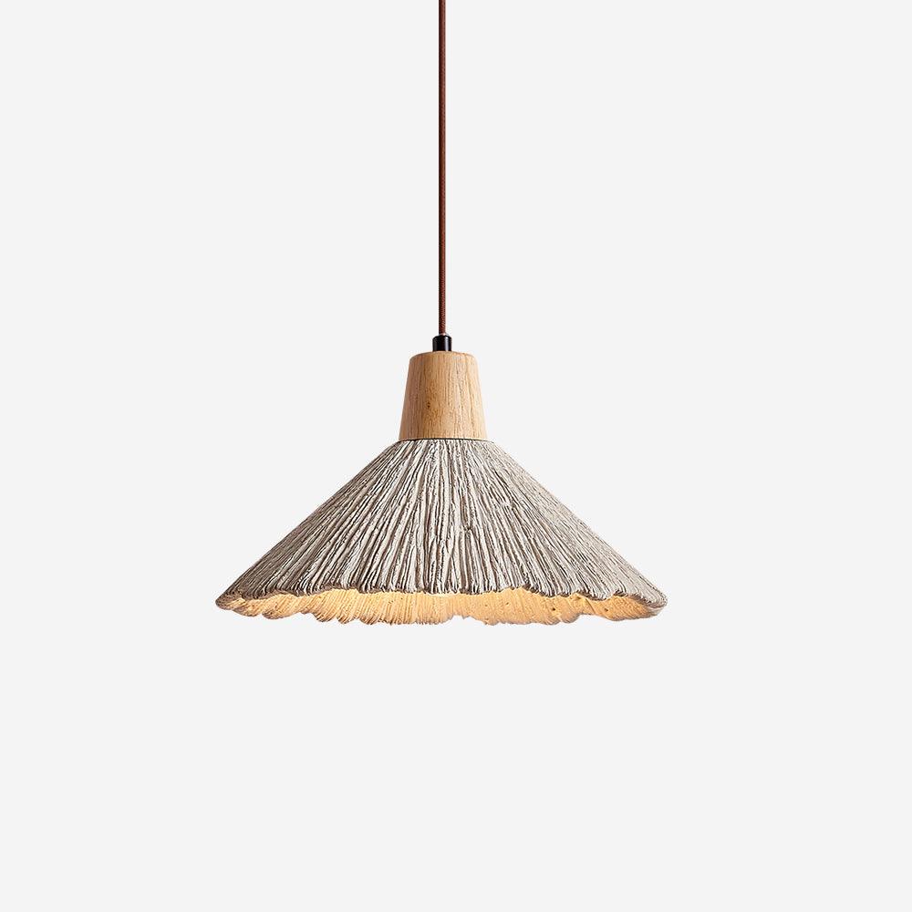 Wood and Cement Pendant Lamp With Soft Grey Finish