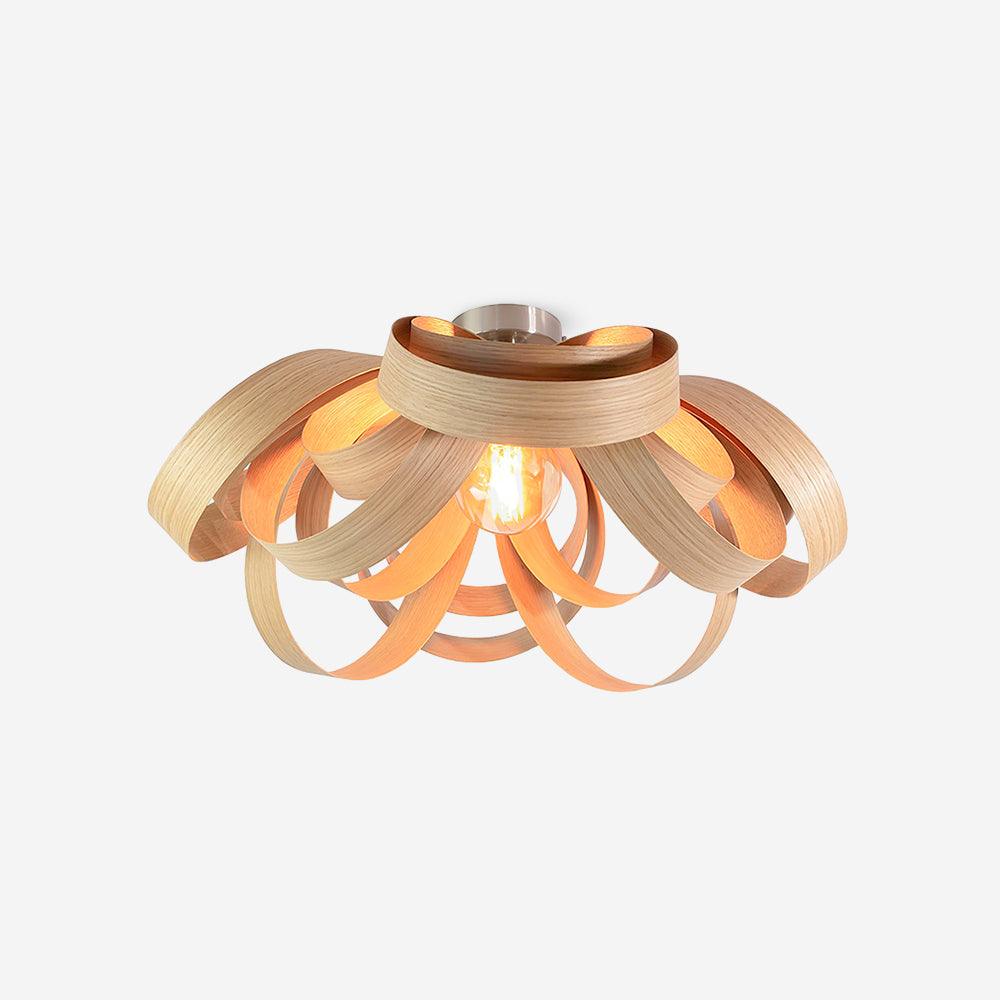 Plafonnier en bois de noyer avec ruban et dôme métallique, dimmable  
