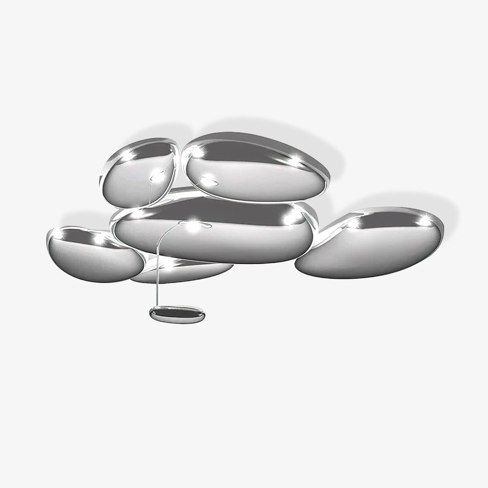 Plafonnier galet gris fumé avec finition chrome