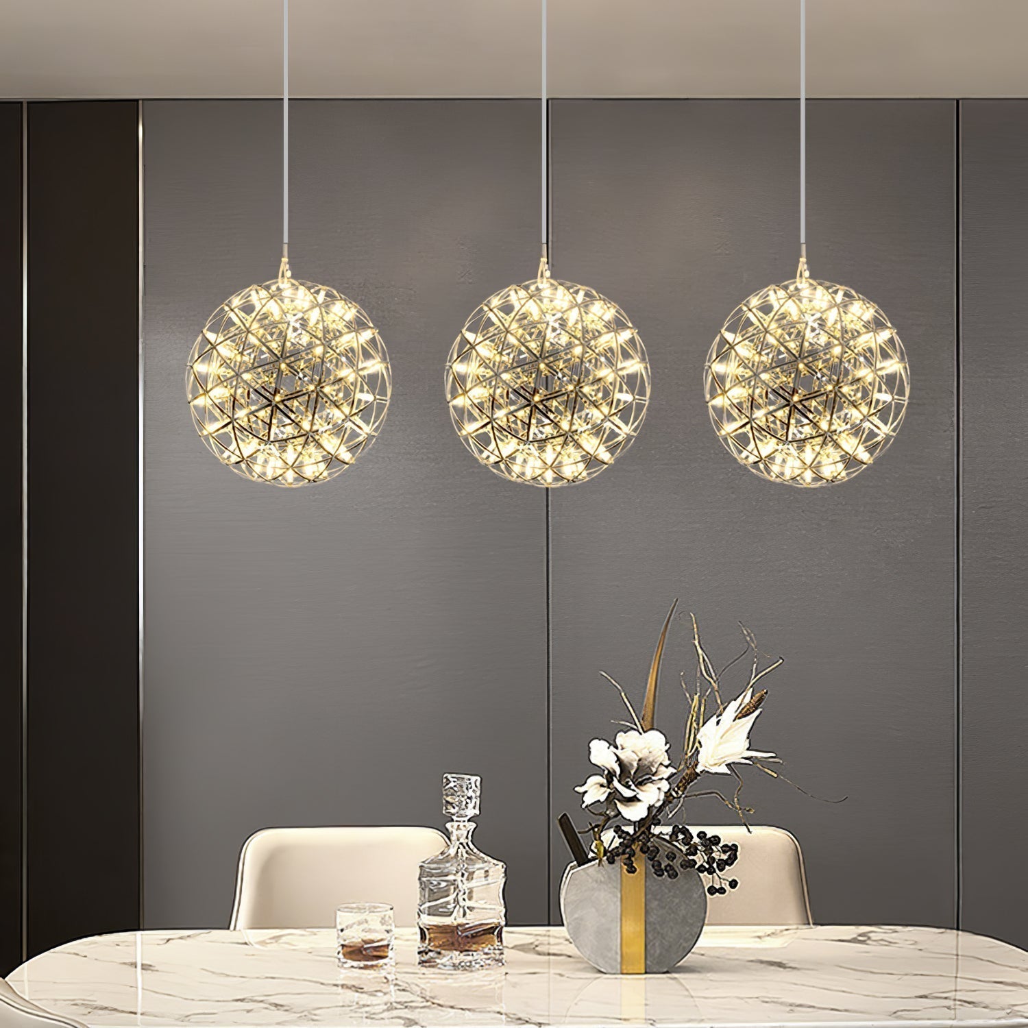 Ivthayra Lampe Pendante Boule Dorée de Luxe Postmoderne - Neutralighting