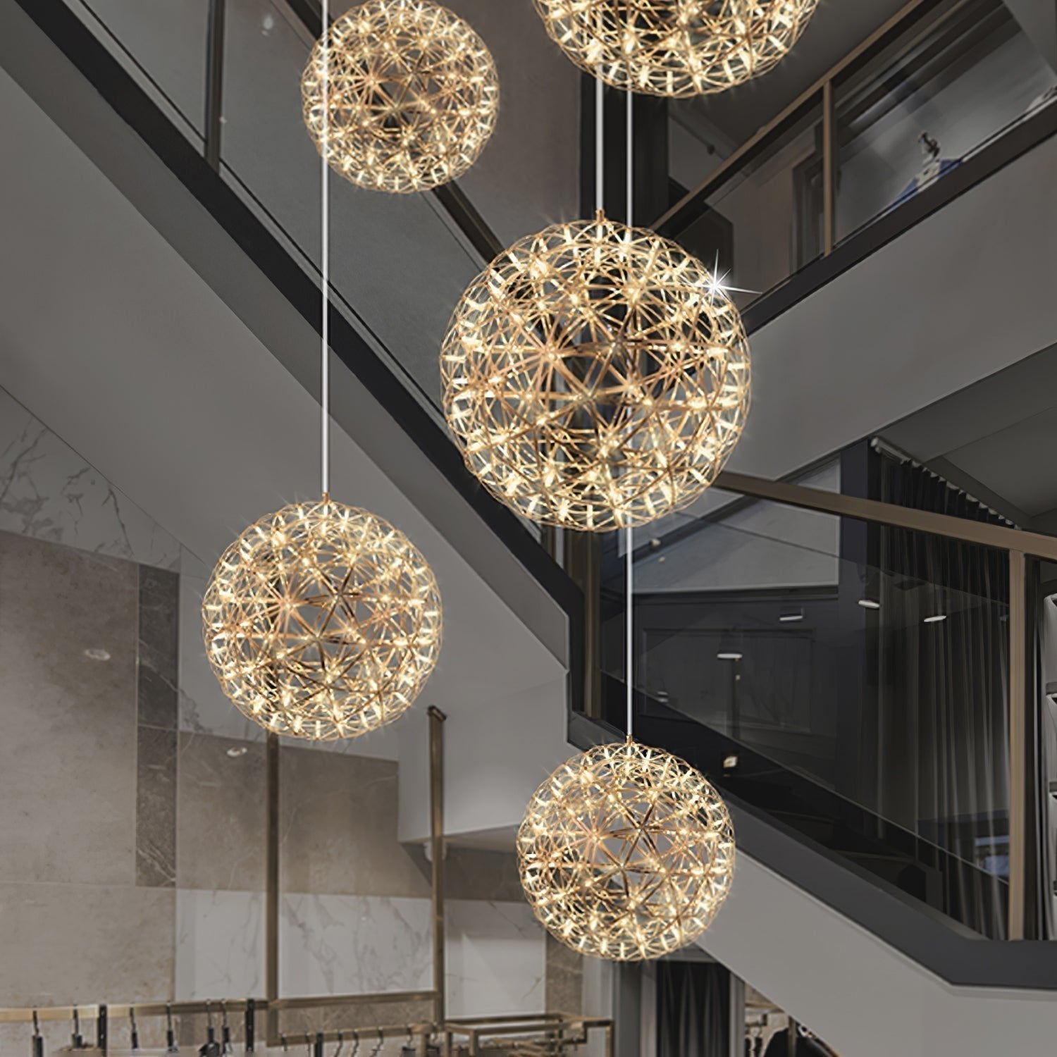Ivthayra Lampe Pendante Boule Dorée de Luxe Postmoderne - Neutralighting