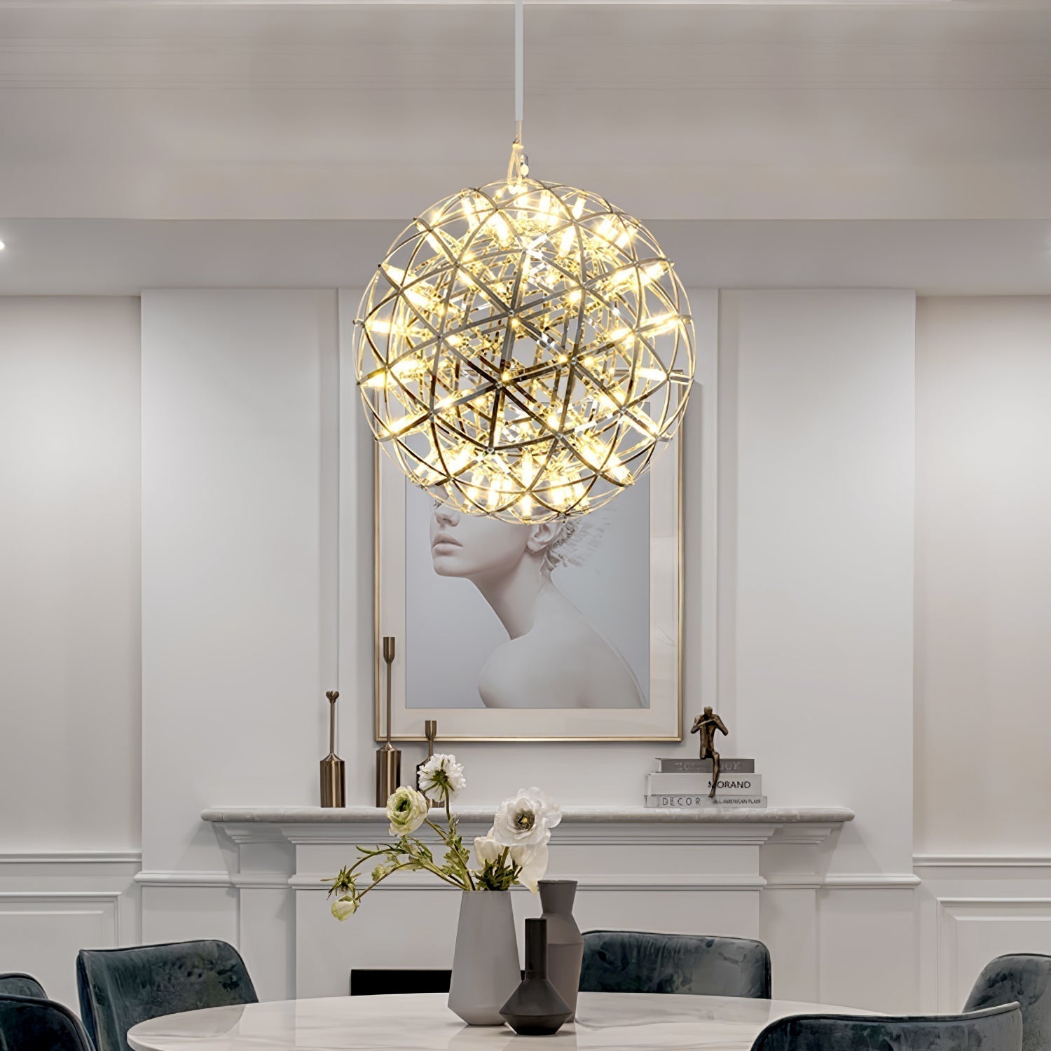 Ivthayra Lampe Pendante Boule Dorée de Luxe Postmoderne - Neutralighting