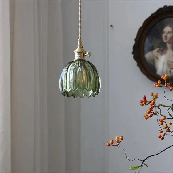 Suspension Japonaise Rétro En Verre À Fleurs