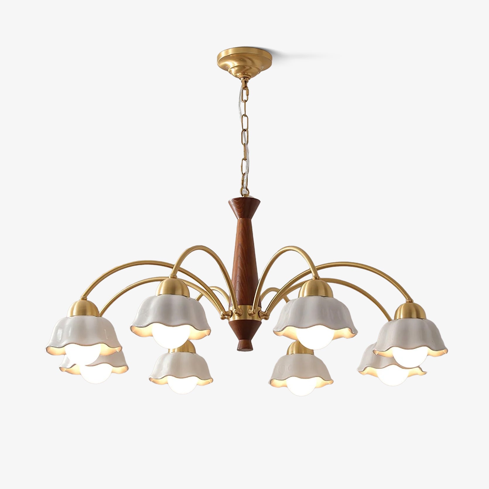 Lustre élégant floral en bois et céramique pour espaces de vie