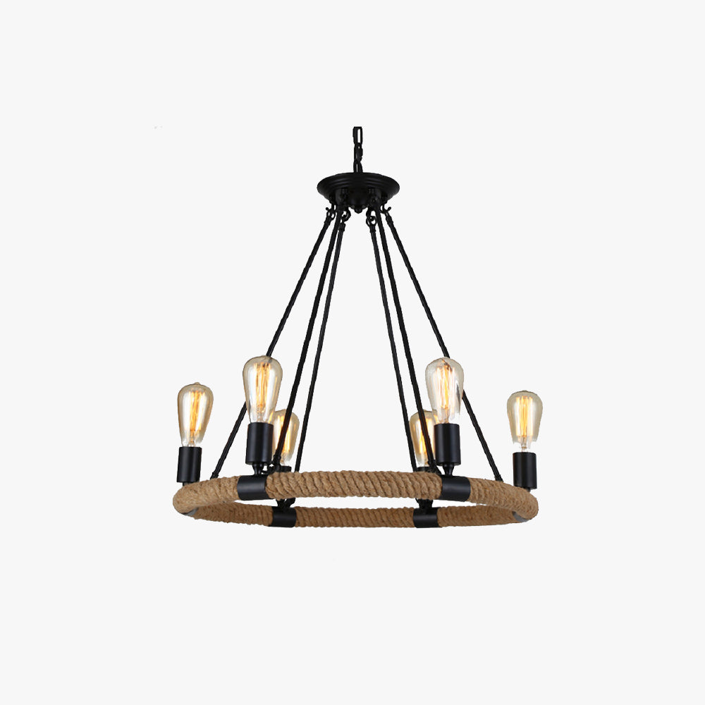 Suspension LED Industrielle Avec Accent Corde Chanvre