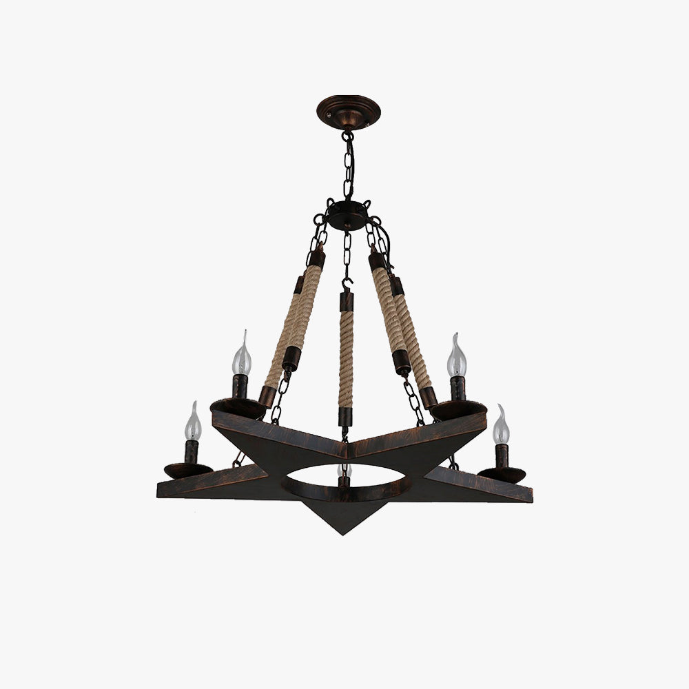 Lustre industriel en corde et métal pour café ou restaurant