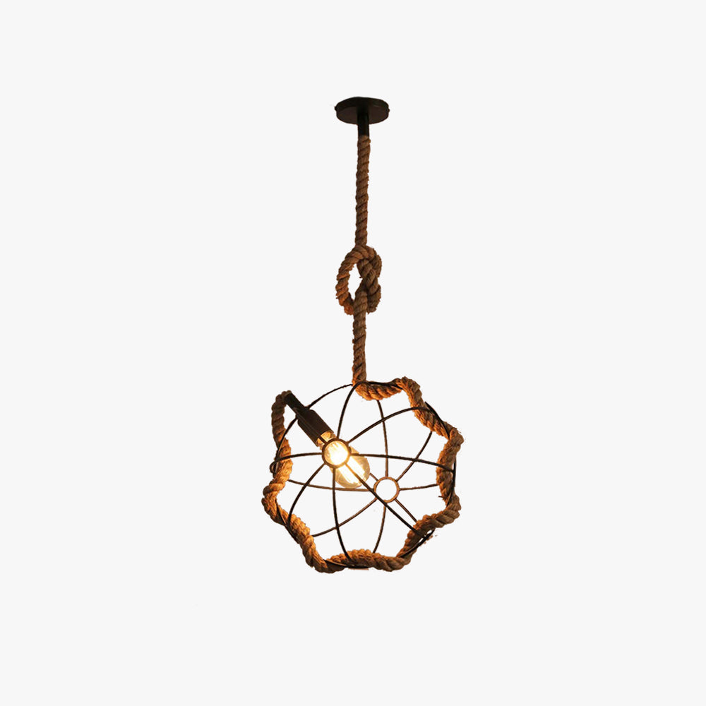 Suspension LED rétro avec accent en corde