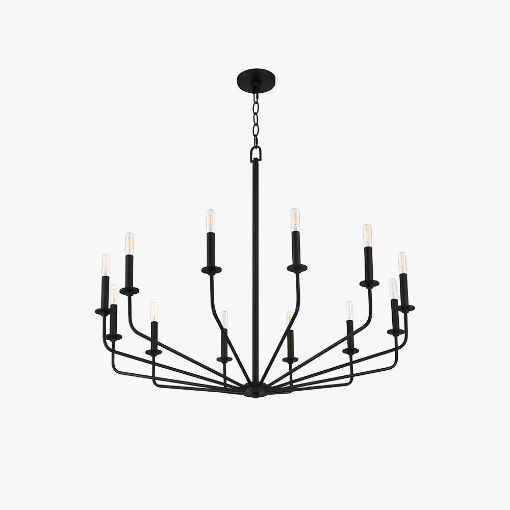 Lustre industriel LED Aurora en métal noir pour salon