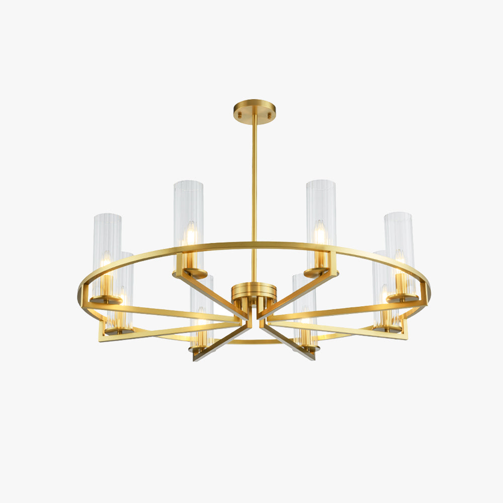 Lustre moderne en verre et métal avec lueur chaude