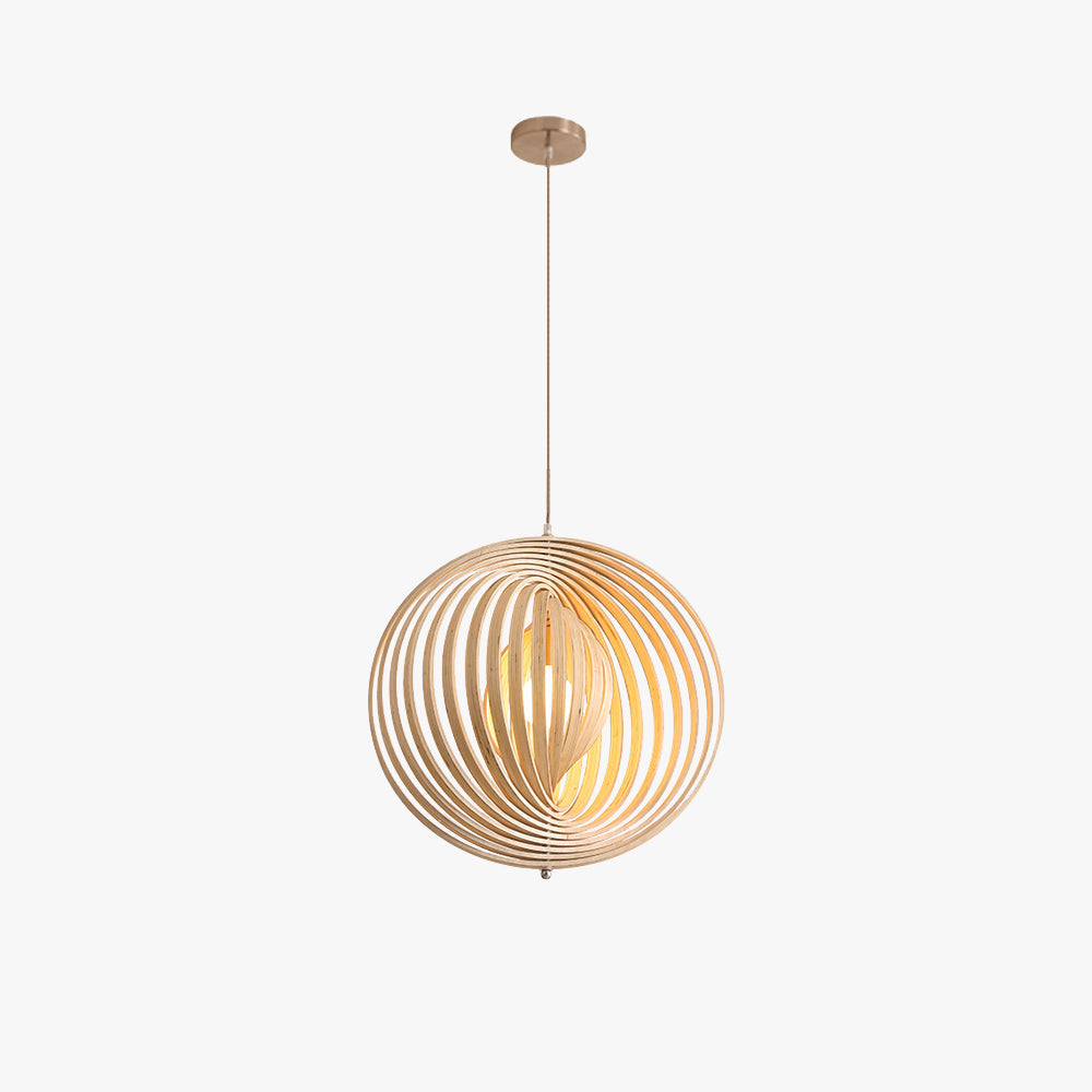 Suspension LED Japonaise Avec Finition Bois et Métal