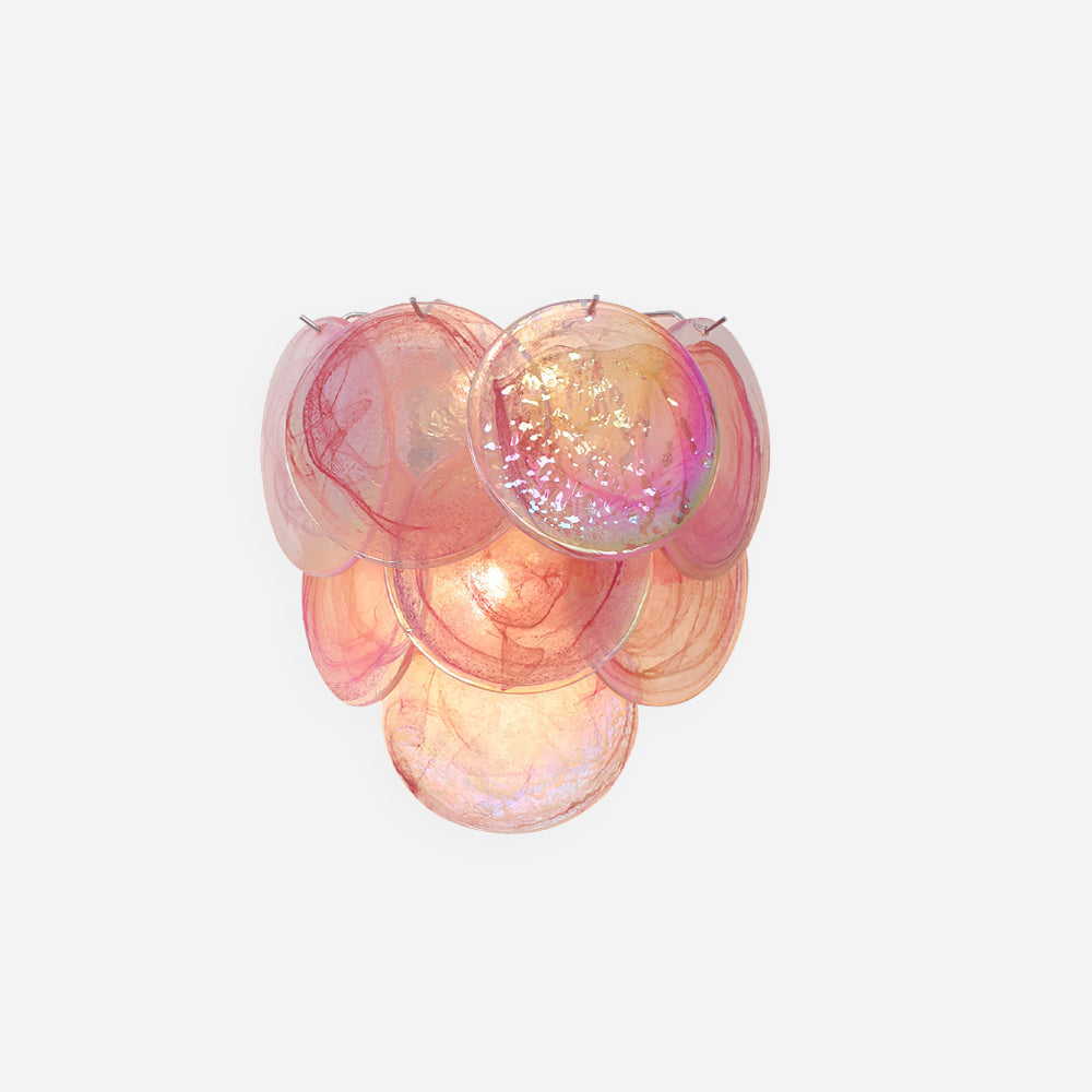 Applique murale en coquille Capiz rose, classée pour zones humides, corps en verre