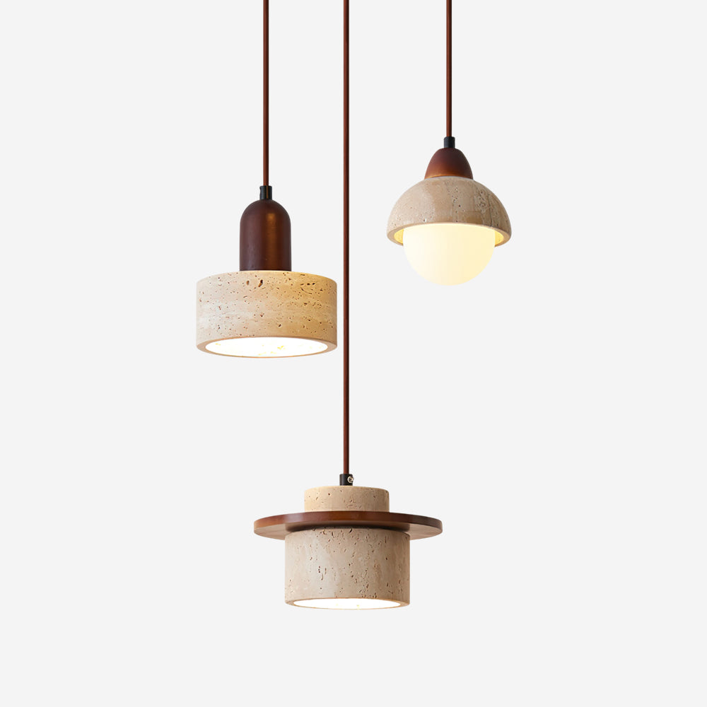 Ensemble de suspensions Lunara en travertin pour ambiance chaleureuse