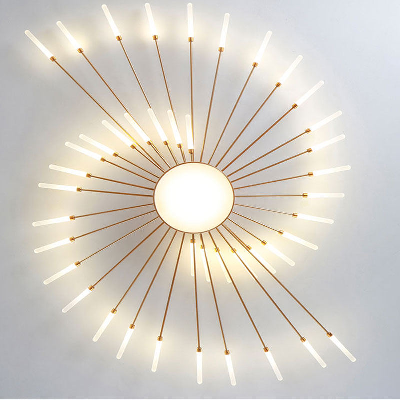 Wesley Plafonnier Feu d'Artifice Linéaire Moderne Noir/Doré - Neutralighting