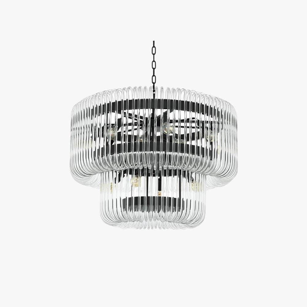 Lustre élégant en verre noir et or avec LED pour salon