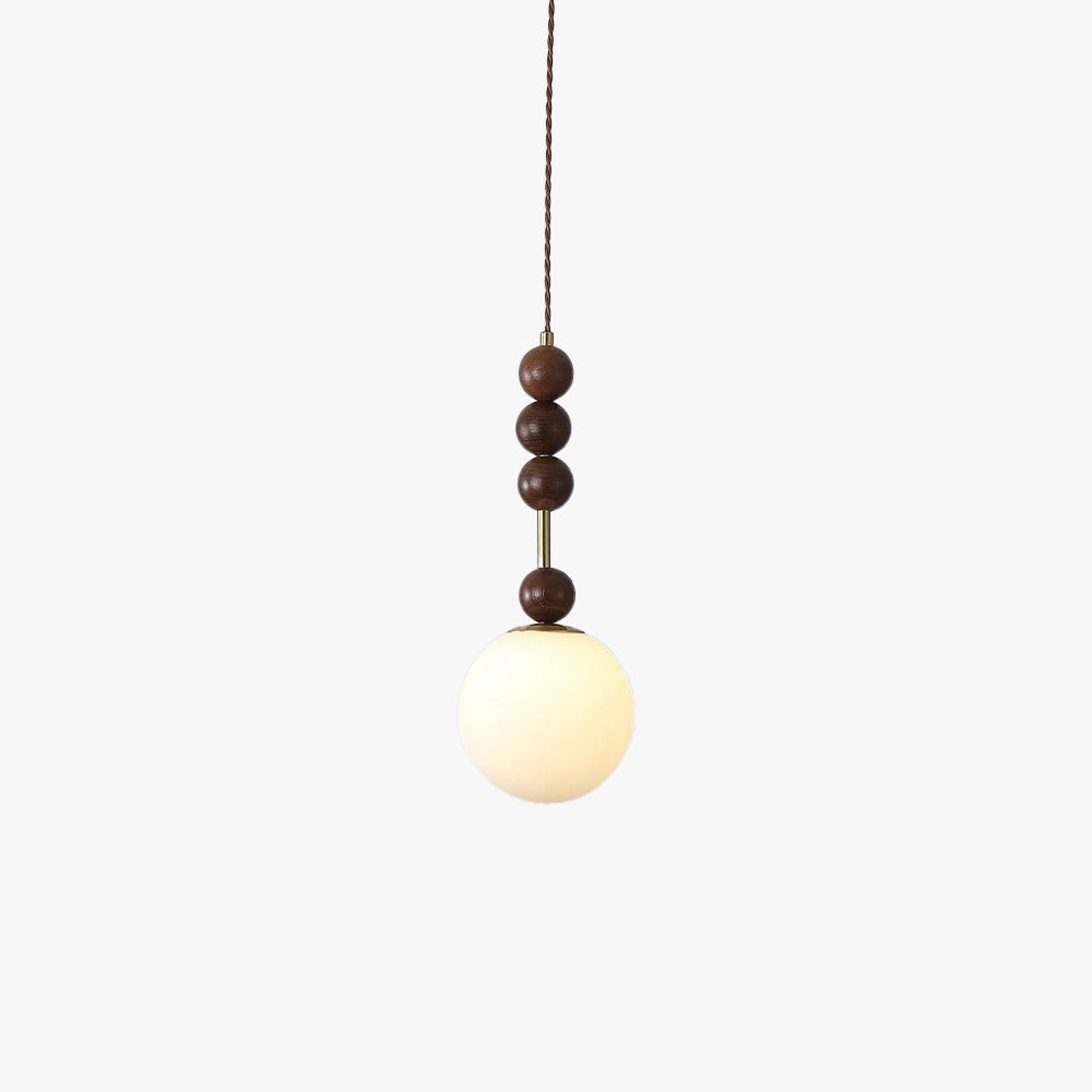 Suspension globe vintage en perles de bois pour ambiance chaleureuse