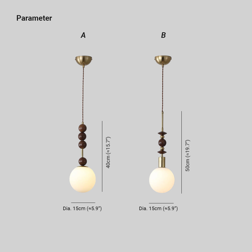 Suspension globe vintage en perles de bois pour ambiance chaleureuse