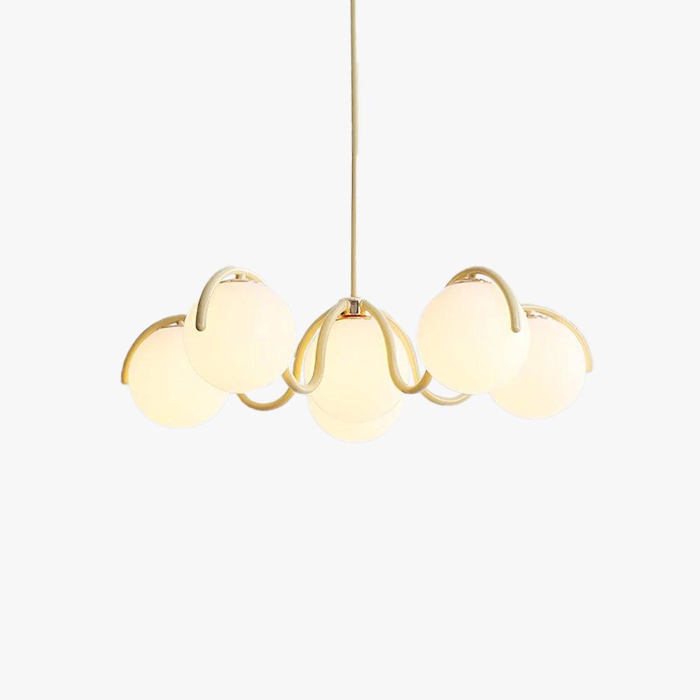 Lustre linéaire courbé d’inspiration italienne avec cadre rouge et argenté