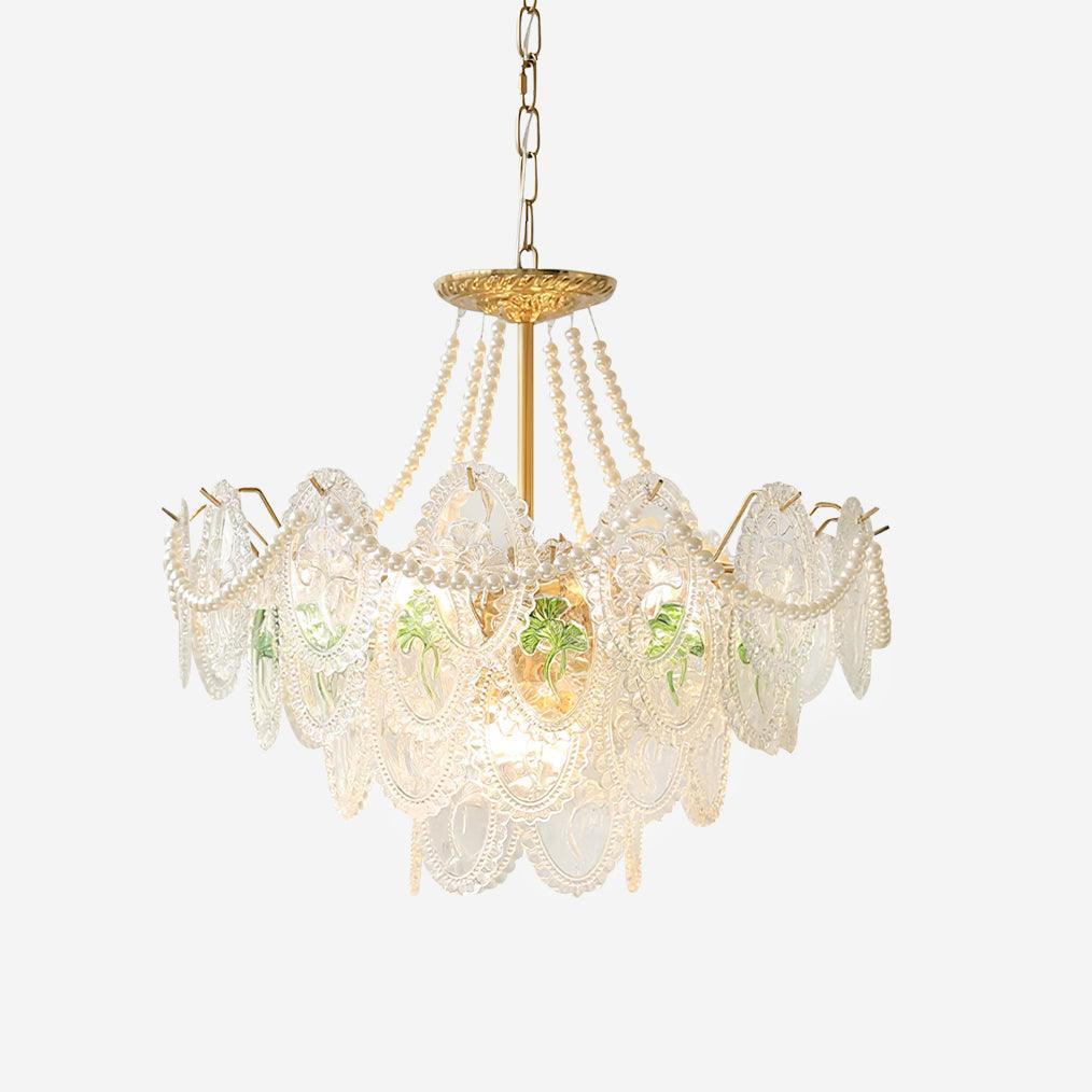 Lustre moderne en perles et or avec finition brillante