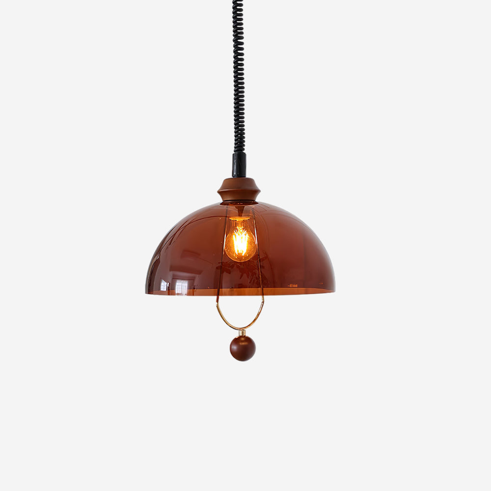 Suspension élégante en verre avec accents en bois de noyer