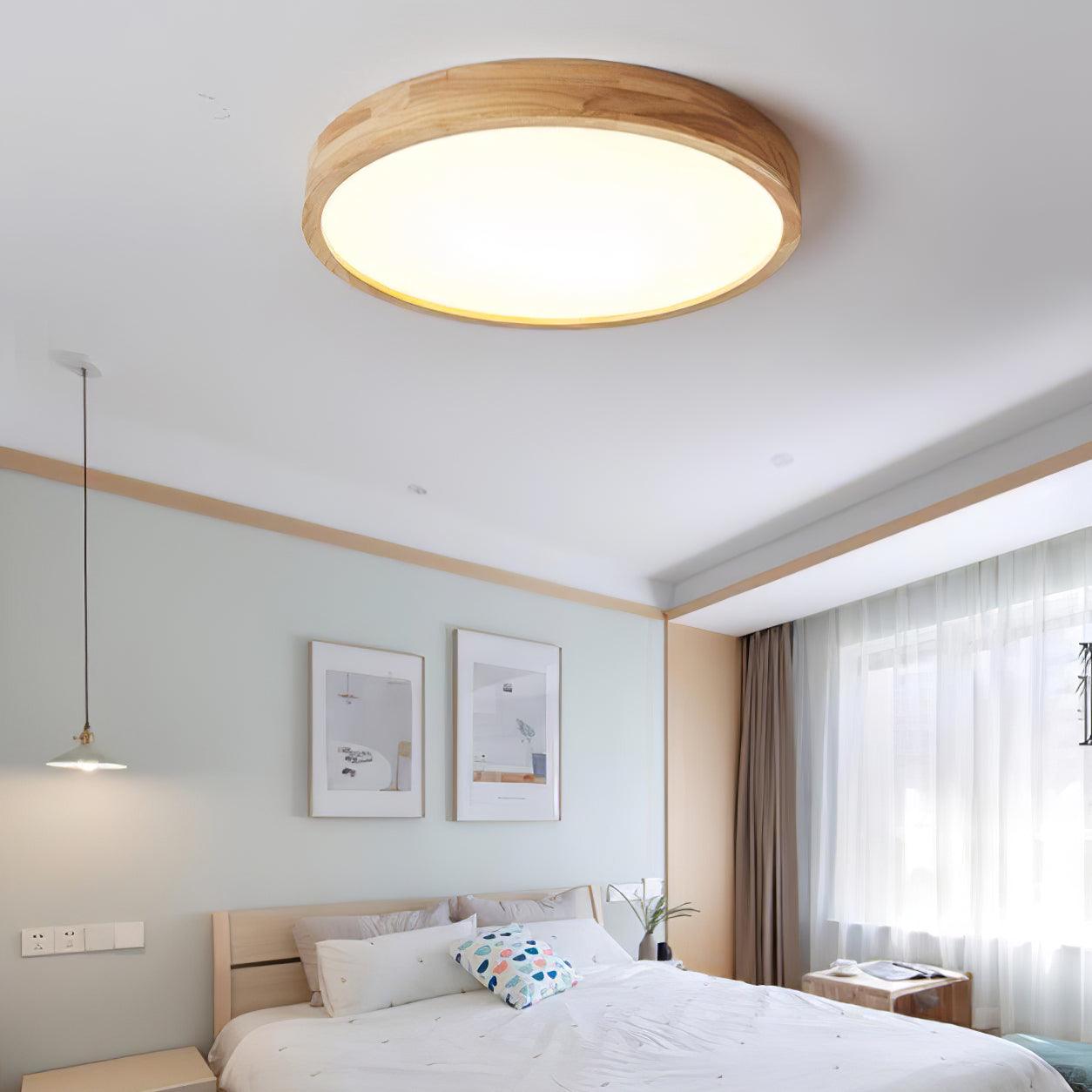 Geometric Wooden Ceiling Light With Acrylic Shade And Adjustable LEDs