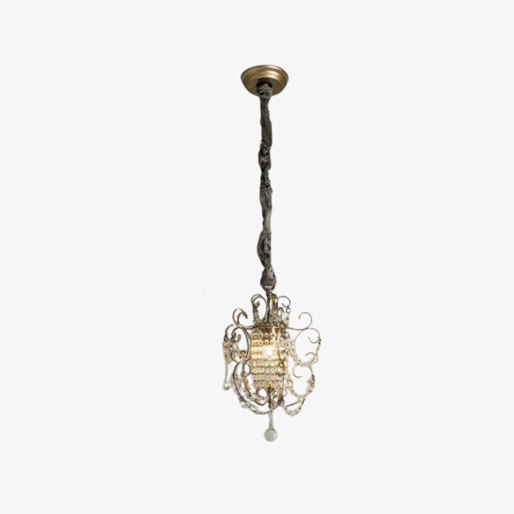 Suspension contemporaine en cristal et métal pour chambre