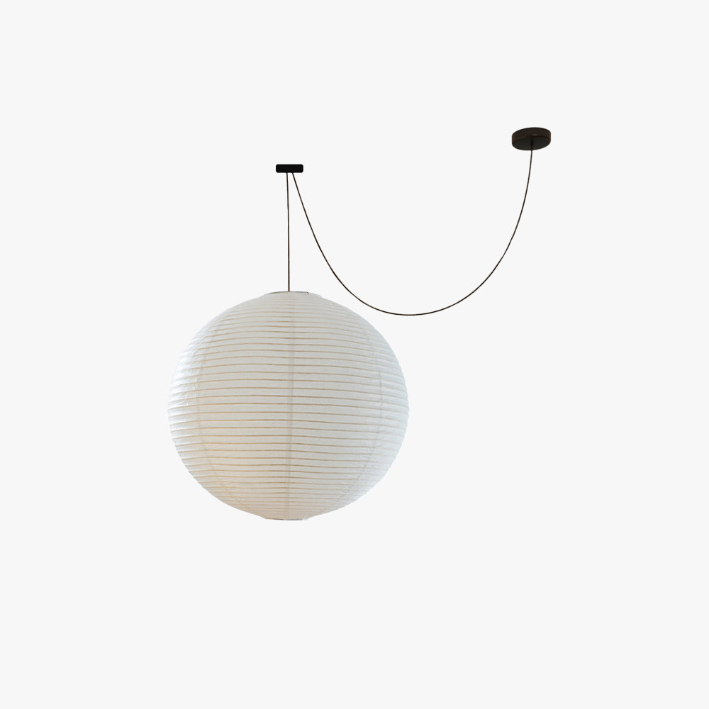 Suspension globe en papier WabiSabi avec lumière chaude