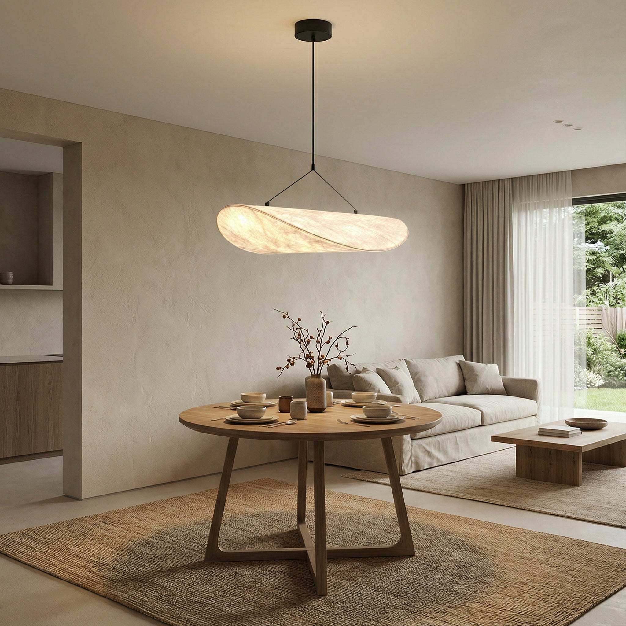 Suspension style Japandi élégante pour une ambiance douce