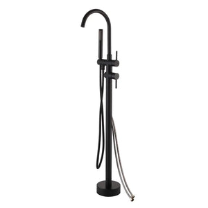Antique Brass Floor Standing Bathtub Filler with Hand Shower Faucet