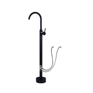 Antique Brass Floor Standing Bathtub Filler with Hand Shower Faucet