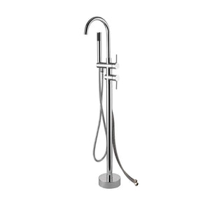 Antique Brass Floor Standing Bathtub Filler with Hand Shower Faucet