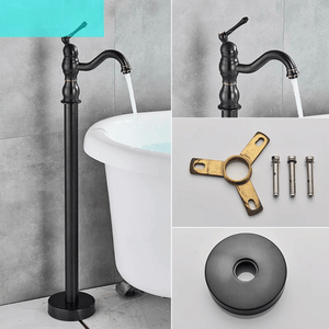 Antique Brass Floor Standing Bathtub Shower Faucet Single Handle Tap-Shower Faucet-Index Bath-Oil Rubbed Bronze-Index Bath