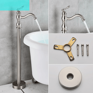 Antique Brass Floor Standing Bathtub Shower Faucet Single Handle Tap-Shower Faucet-Index Bath-Brushed Nickel-Index Bath