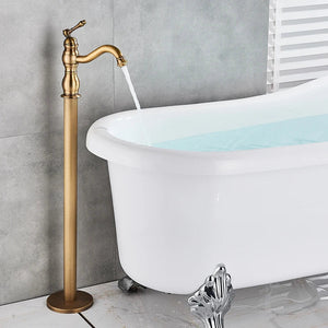 Antique Brass Floor Standing Bathtub Shower Faucet Single Handle Tap-Shower Faucet-Index Bath-Antique Brass-Index Bath