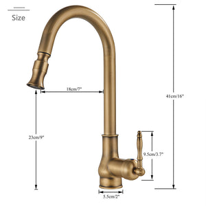 Kitchen Faucet - Antique Brass Kitchen Faucet Pull Out Spout Kitchen Faucet Mixer Tap