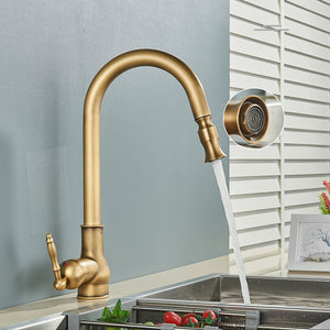 Kitchen Faucet - Antique Brass Kitchen Faucet Pull Out Spout Kitchen Faucet Mixer Tap