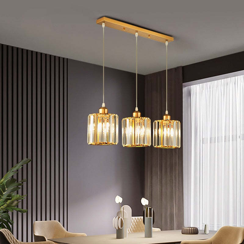 Suspension moderne en cylindre de verre pour lueur d'ambiance