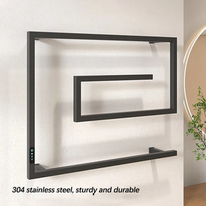 Bathroom Accessory Smart Touch Electric Heated Towel Rail Towel Warmer-Towel Bars & Hooks-Index Bath-Black-Button-Hidden-US-110V-Index Bath