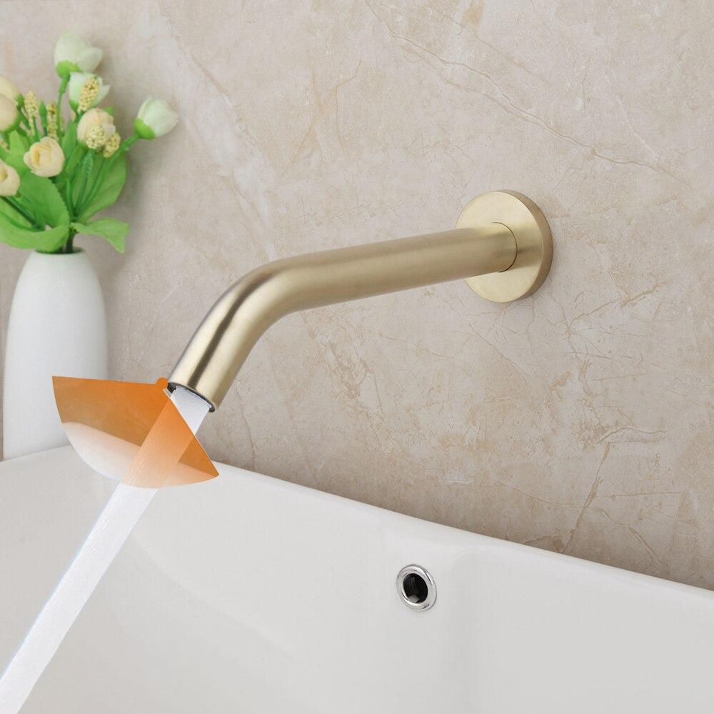Basin Faucet - Black Chrome Brass Lavatory Bathroom Faucet Wall Mount Free Touch Sensor Faucet