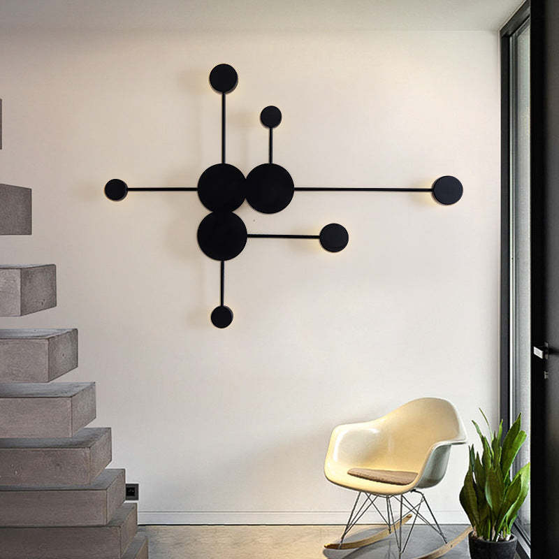 Nordische Schachbrett-Metall-Wandlampe matt schwarz  