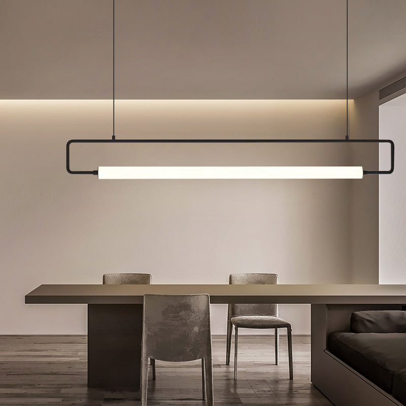 Suspension rectangulaire moderne avec lumière d’ambiance or et noir