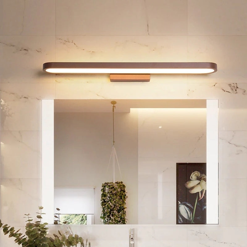 Lampe murale en métal avec miroir incurvé, finition moderne noir café