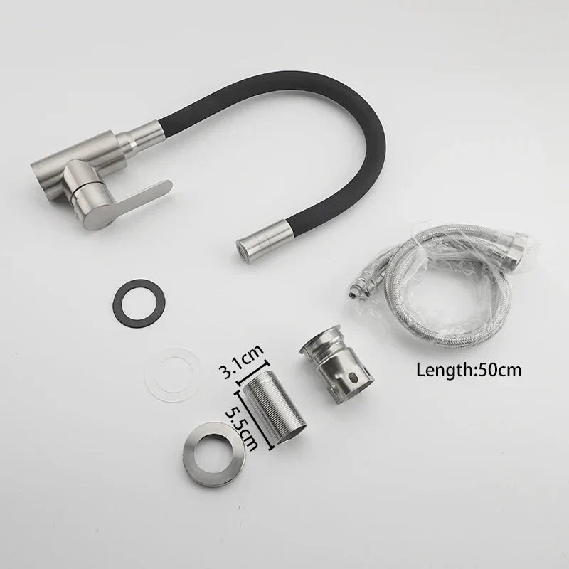 Flexible Hose Kitchen Faucet Stainless Steel Sink Faucet for Kitchen-Kitchen Faucet-Index Bath-Index Bath