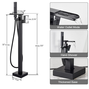 Freestanding Waterfall Brass Bathtub Faucet 2 Function Hand Shower Tap-Shower Faucet-Index Bath