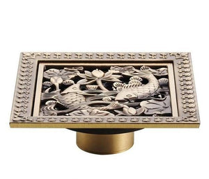 Bath Drains - Elegant Antique Brass Bathroom Shower Floor Grate Drain