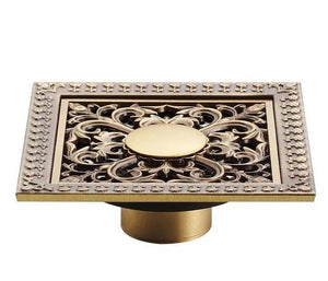 Bath Drains - Elegant Antique Brass Bathroom Shower Floor Grate Drain