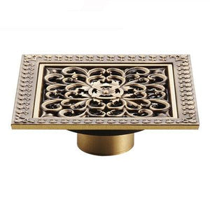 Index Bath 4" Elegant Antique Brass Bathroom Shower Floor Grate Drain-Bath Drains-Index Bath