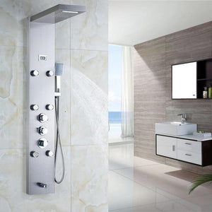 Index Bath Stainless Steel Shower Panel And Jet Rain Shower With Thermostatic Mixer Faucet-Shower System-Index Bath