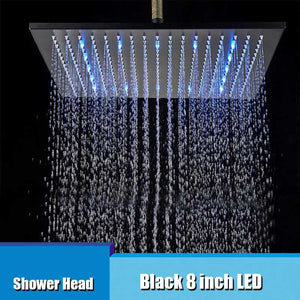 LED Rainfall Shower Head LED Top Over Sprayer Heads Rainfall Shower-Rain Shower Heads-Index Bath-Black Head 8-Index Bath